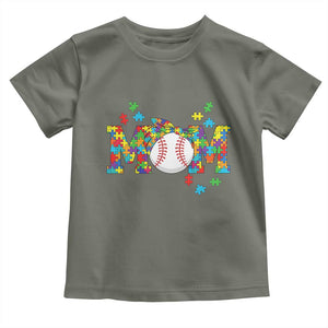 Autism Acceptance Baseball Mom Toddler T Shirt Proud Mom Inclusive Support Graphic TS12 Military Green Print Your Wear
