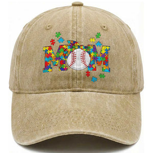 Autism Acceptance Baseball Mom Washed Cotton Baseball Cap Proud Mom Inclusive Support Graphic TS12 Print Your Wear