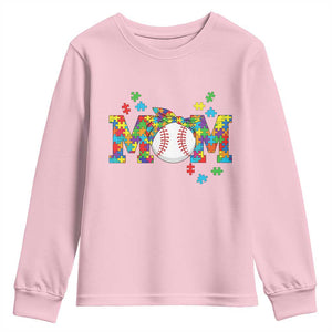 Autism Acceptance Baseball Mom Youth Sweatshirt Proud Mom Inclusive Support Graphic TS12 Light Pink Print Your Wear