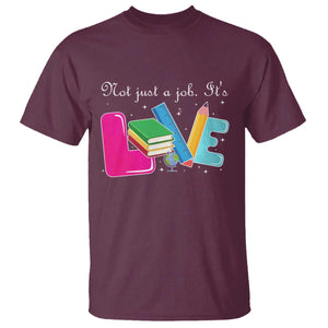 Inspirational Teacher T Shirt Not Just A Job Its Love TS12 Maroon Print Your Wear