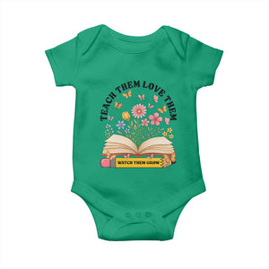 Teach Them Love Them Watch Them Grow Baby Onesie Inspirational Teacher Gift TS12 Irish Green Print Your Wear