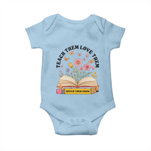 Teach Them Love Them Watch Them Grow Baby Onesie Inspirational Teacher Gift TS12 Light Blue Print Your Wear