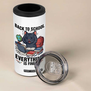 Funny Black Cat 4 in 1 Can Cooler Tumbler Back To School Everything Is Fine TS12 Print Your Wear