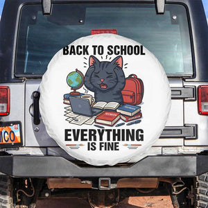 Funny Black Cat Spare Tire Cover Back To School Everything Is Fine TS12 No hole White Print Your Wear