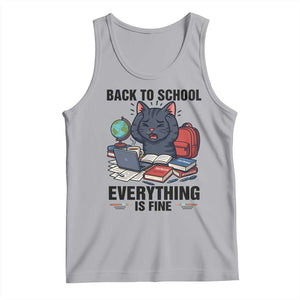 Funny Black Cat Tank Top Back To School Everything Is Fine TS12 Athletic Heather Print Your Wear