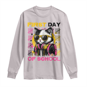 Funny Cat First Day Of School Long Sleeve Shirt Back To School Gift For Kids TS12 Ice Gray Print Your Wear