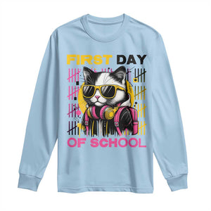 Funny Cat First Day Of School Long Sleeve Shirt Back To School Gift For Kids TS12 Light Blue Print Your Wear
