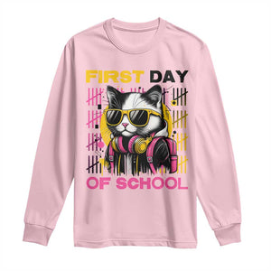 Funny Cat First Day Of School Long Sleeve Shirt Back To School Gift For Kids TS12 Light Pink Print Your Wear