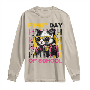 Funny Cat First Day Of School Long Sleeve Shirt Back To School Gift For Kids TS12 Sand Print Your Wear