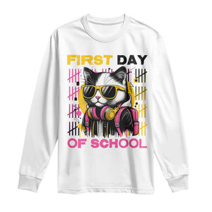 Funny Cat First Day Of School Long Sleeve Shirt Back To School Gift For Kids TS12 White Print Your Wear