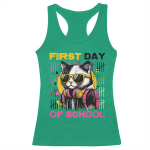Funny Cat First Day Of School Racerback Tank Top Back To School Gift For Kids TS12 Irish Green Print Your Wear