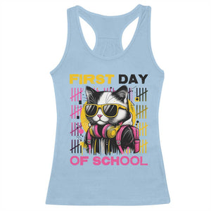 Funny Cat First Day Of School Racerback Tank Top Back To School Gift For Kids TS12 Light Blue Print Your Wear