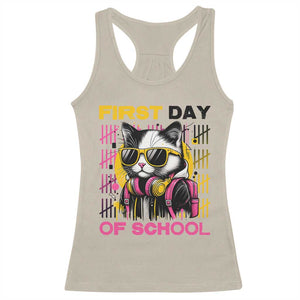 Funny Cat First Day Of School Racerback Tank Top Back To School Gift For Kids TS12 Sand Print Your Wear