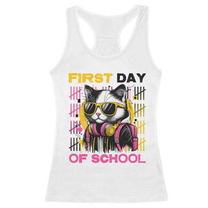 Funny Cat First Day Of School Racerback Tank Top Back To School Gift For Kids TS12 White Print Your Wear