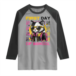 Funny Cat First Day Of School Raglan Shirt Back To School Gift For Kids TS12 Sport Gray Black Print Your Wear