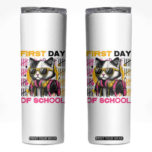 Funny Cat First Day Of School Skinny Tumbler Back To School Gift For Kids TS12 White Print Your Wear