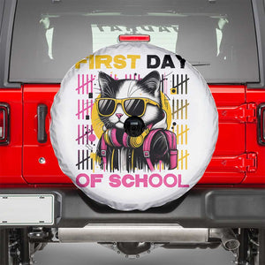 Funny Cat First Day Of School Spare Tire Cover Back To School Gift For Kids TS12 White Print Your Wear