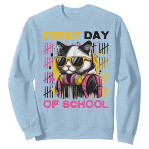 Funny Cat First Day Of School Sweatshirt Back To School Gift For Kids TS12 Light Blue Print Your Wear