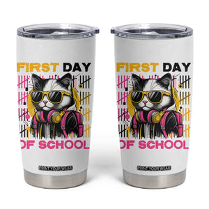 Funny Cat First Day Of School Tumbler Cup Back To School Gift For Kids TS12 White Print Your Wear