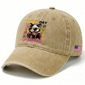 Funny Cat First Day Of School Washed Cotton Baseball Cap Back To School Gift For Kids TS12 Print Your Wear