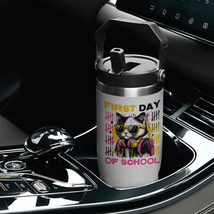 Funny Cat First Day Of School Flip Straw Tumbler Back To School Gift For Kids TS12 Print Your Wear
