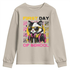 Funny Cat First Day Of School Youth Sweatshirt Back To School Gift For Kids TS12 Sand Print Your Wear