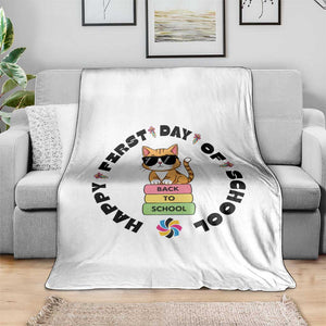 Cat Happy First Day Of School Throw Blanket Back To School Gift For Kids TS12 Print Your Wear