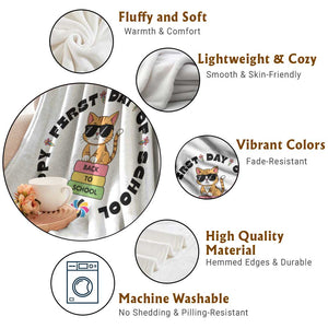 Cat Happy First Day Of School Throw Blanket Back To School Gift For Kids TS12 Print Your Wear