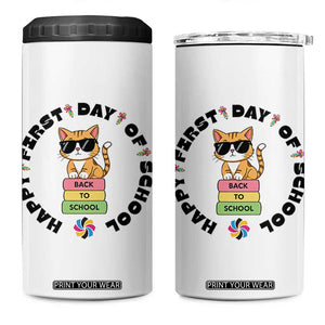 Cat Happy First Day Of School 4 in 1 Can Cooler Tumbler Back To School Gift For Kids TS12 One Size: 16 oz White Print Your Wear