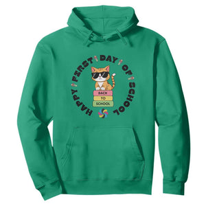 Cat Happy First Day Of School Hoodie Back To School Gift For Kids TS12 Irish Green Print Your Wear