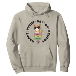 Cat Happy First Day Of School Hoodie Back To School Gift For Kids TS12 Sand Print Your Wear