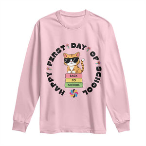 Cat Happy First Day Of School Long Sleeve Shirt Back To School Gift For Kids TS12 Light Pink Print Your Wear