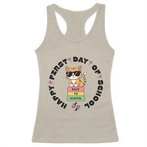 Cat Happy First Day Of School Racerback Tank Top Back To School Gift For Kids TS12 Sand Print Your Wear