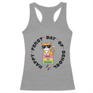 Cat Happy First Day Of School Racerback Tank Top Back To School Gift For Kids TS12 Sport Gray Print Your Wear