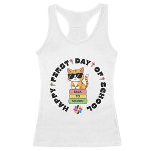 Cat Happy First Day Of School Racerback Tank Top Back To School Gift For Kids TS12 White Print Your Wear