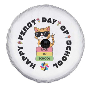 Cat Happy First Day Of School Spare Tire Cover Back To School Gift For Kids TS12 Print Your Wear