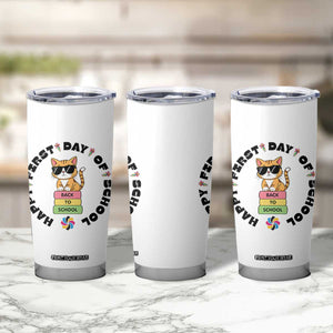Cat Happy First Day Of School Tumbler Cup Back To School Gift For Kids TS12 Print Your Wear