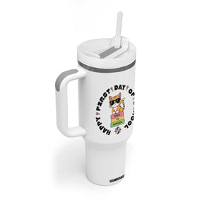 Cat Happy First Day Of School Tumbler With Handle Back To School Gift For Kids TS12 Print Your Wear