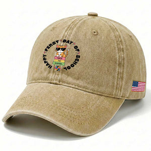 Cat Happy First Day Of School Washed Cotton Baseball Cap Back To School Gift For Kids TS12 Print Your Wear