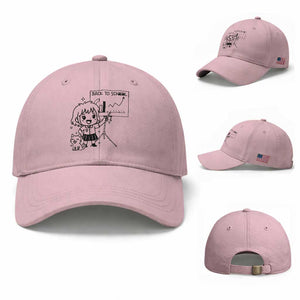 Back To school Baseball Cap Funny Teacher Teaching Cat Lover Gift TS12 Baseball Cap Universal Fit Light Pink Print Your Wear