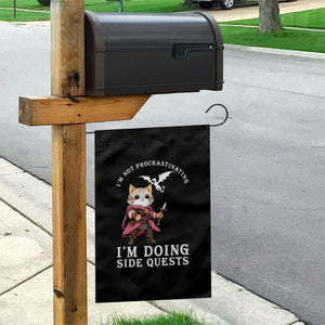 Im Not Procrastinating Im Doing Side Quests Garden Flag Funny RPG Gamer Cat Lover Gift