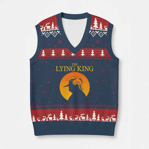 Funny The Lying King Long Nose Silhouette V-Neck Knit Sweater Vest Vintage Political Satire Statement Gift