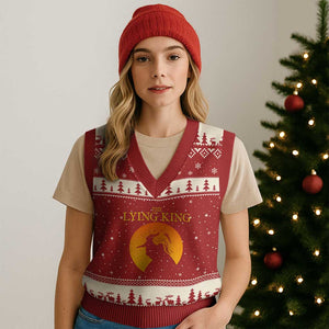 Funny The Lying King Long Nose Silhouette V-Neck Knit Sweater Vest Vintage Political Satire Statement Gift