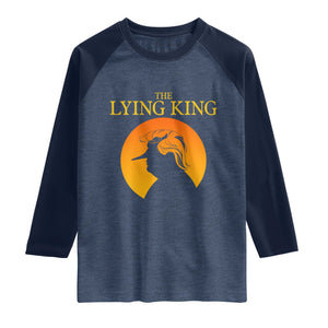 Funny The Lying King Long Nose Silhouette Raglan Shirt Vintage Political Satire Statement Gift
