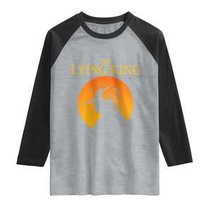Funny The Lying King Long Nose Silhouette Raglan Shirt Vintage Political Satire Statement Gift