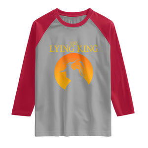 Funny The Lying King Long Nose Silhouette Raglan Shirt Vintage Political Satire Statement Gift