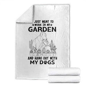 I Just Want To Garden And Hangout With My Dog Throw Blanket Gardener Gift TS12 White Print Your Wear