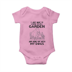 I Just Want To Garden And Hangout With My Dog Baby Onesie Gardener Gift TS12 Light Pink Print Your Wear