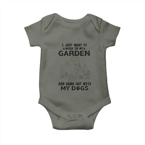 I Just Want To Garden And Hangout With My Dog Baby Onesie Gardener Gift TS12 Military Green Print Your Wear