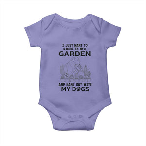 I Just Want To Garden And Hangout With My Dog Baby Onesie Gardener Gift TS12 Violet Print Your Wear